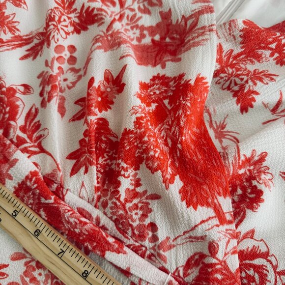 Tahari Arthur S. Levine Red & White Floral Wrap Dress Size 6 Long Sleeve. - Picture 15 of 16